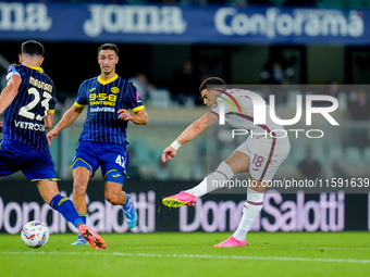 Che' Adams of Torino FC scores third goal during the Serie A Enilive match between Hellas Verona and Torino FC at Stadio Marcantonio Bentego...