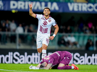 Che' Adams of Torino FC celebrates after scoring third goal during the Serie A Enilive match between Hellas Verona and Torino FC at Stadio M...