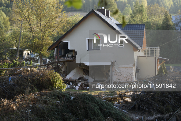 A house heavily damaged by the flood is seen in Stronie Slaskie, Poland on September 20, 2024. 