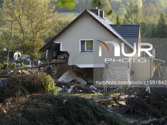 A house heavily damaged by the flood is seen in Stronie Slaskie, Poland on September 20, 2024. (