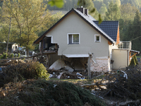 A house heavily damaged by the flood is seen in Stronie Slaskie, Poland on September 20, 2024. (