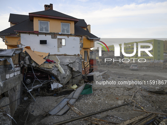 A heavily damaged house by the flood is seen in Stronie Slaskie, Poland on September 20, 2024. (