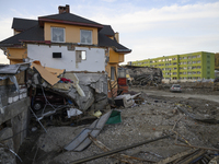 A heavily damaged house by the flood is seen in Stronie Slaskie, Poland on September 20, 2024. (