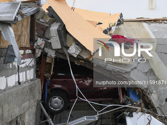 A house heavily damaged by the flood is seen in Stronie Slaskie, Poland on September 20, 2024. (