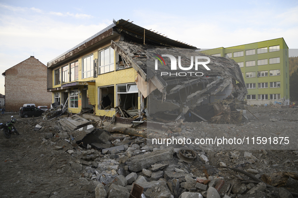 A house heavily damaged by the flood is seen in Stronie Slaskie, Poland on September 20, 2024. 