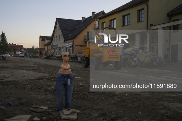 Debris and damaged houses are seen after floods swept the town of  Stronie Slaskie, Poland on September 20, 2024. 