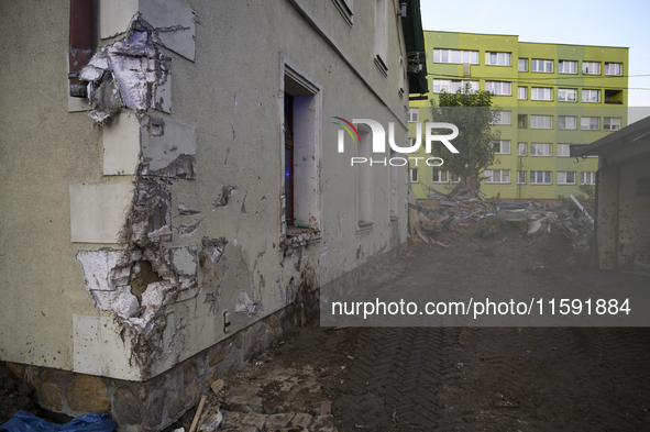 A house heavily damaged by the flood is seen in Stronie Slaskie, Poland on September 20, 2024. 