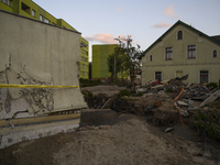 Heavily damaged houses and debris left by the flood in Stronie Slaskie, Poland on September 20, 2024. (