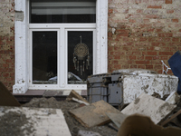 Debris left by the flood are amassed outside a damaged house in Stronie Slaskie, Poland on September 20, 2024. (