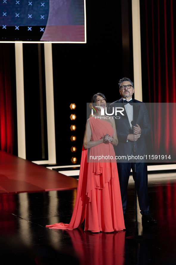 Javier Bardem receives the award during the 72nd San Sebastian International Film Festival in San Sebastian, Spain, on September 20, 2024. 