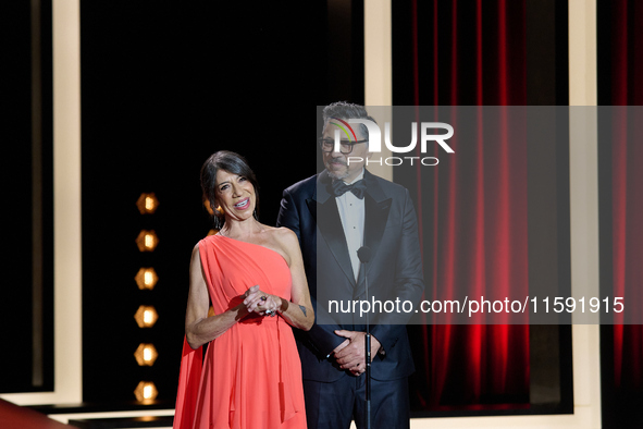 Javier Bardem receives the award during the 72nd San Sebastian International Film Festival in San Sebastian, Spain, on September 20, 2024. 