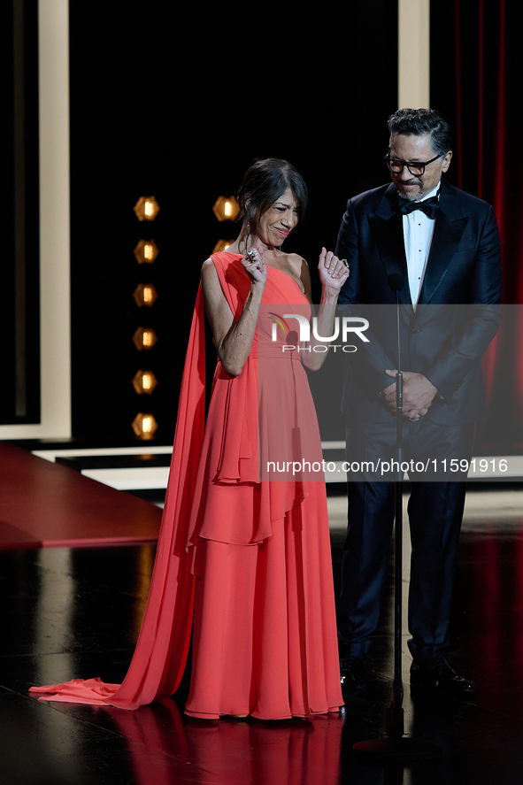 Javier Bardem receives the award during the 72nd San Sebastian International Film Festival in San Sebastian, Spain, on September 20, 2024. 