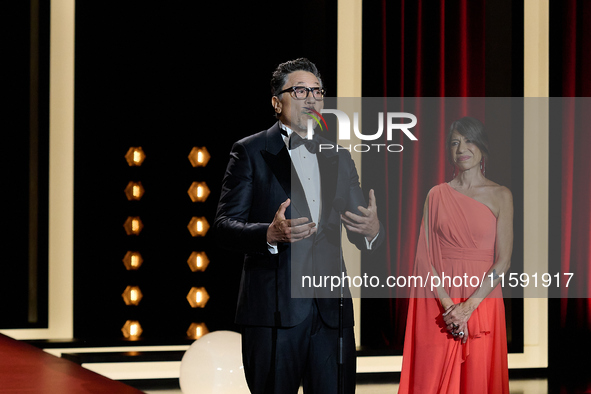 Javier Bardem receives the award during the 72nd San Sebastian International Film Festival in San Sebastian, Spain, on September 20, 2024. 