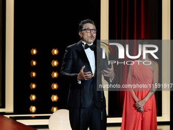 Javier Bardem receives the award during the 72nd San Sebastian International Film Festival in San Sebastian, Spain, on September 20, 2024. (