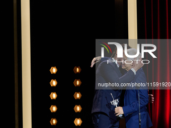 Javier Bardem receives the award during the 72nd San Sebastian International Film Festival in San Sebastian, Spain, on September 20, 2024. (