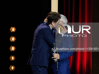 Javier Bardem receives the award during the 72nd San Sebastian International Film Festival in San Sebastian, Spain, on September 20, 2024. (