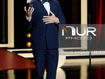 Javier Bardem receives the award during the 72nd San Sebastian International Film Festival in San Sebastian, Spain, on September 20, 2024. (