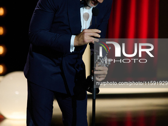 Javier Bardem receives the award during the 72nd San Sebastian International Film Festival in San Sebastian, Spain, on September 20, 2024. (