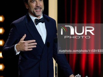 Javier Bardem receives the award during the 72nd San Sebastian International Film Festival in San Sebastian, Spain, on September 20, 2024. (