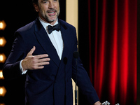 Javier Bardem receives the award during the 72nd San Sebastian International Film Festival in San Sebastian, Spain, on September 20, 2024. (