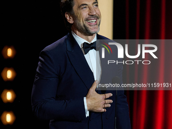 Javier Bardem receives the award during the 72nd San Sebastian International Film Festival in San Sebastian, Spain, on September 20, 2024. (