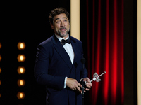 Javier Bardem receives the award during the 72nd San Sebastian International Film Festival in San Sebastian, Spain, on September 20, 2024. (