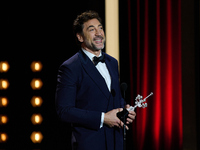 Javier Bardem receives the award during the 72nd San Sebastian International Film Festival in San Sebastian, Spain, on September 20, 2024. (