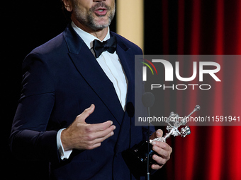 Javier Bardem receives the award during the 72nd San Sebastian International Film Festival in San Sebastian, Spain, on September 20, 2024. (