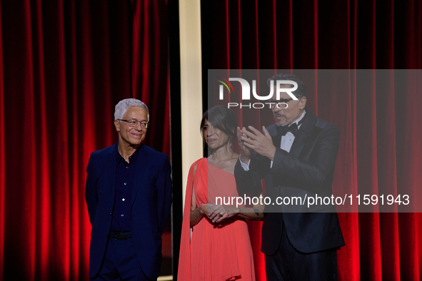 Javier Bardem receives the award during the 72nd San Sebastian International Film Festival in San Sebastian, Spain, on September 20, 2024. 