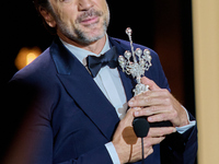 Javier Bardem receives the award during the 72nd San Sebastian International Film Festival in San Sebastian, Spain, on September 20, 2024. (