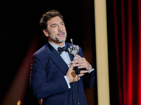 Javier Bardem receives the award during the 72nd San Sebastian International Film Festival in San Sebastian, Spain, on September 20, 2024. (