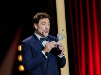 Javier Bardem receives the award during the 72nd San Sebastian International Film Festival in San Sebastian, Spain, on September 20, 2024. (