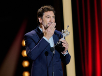 Javier Bardem receives the award during the 72nd San Sebastian International Film Festival in San Sebastian, Spain, on September 20, 2024. (