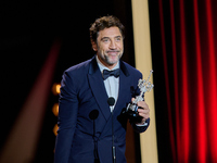 Javier Bardem receives the award during the 72nd San Sebastian International Film Festival in San Sebastian, Spain, on September 20, 2024. (