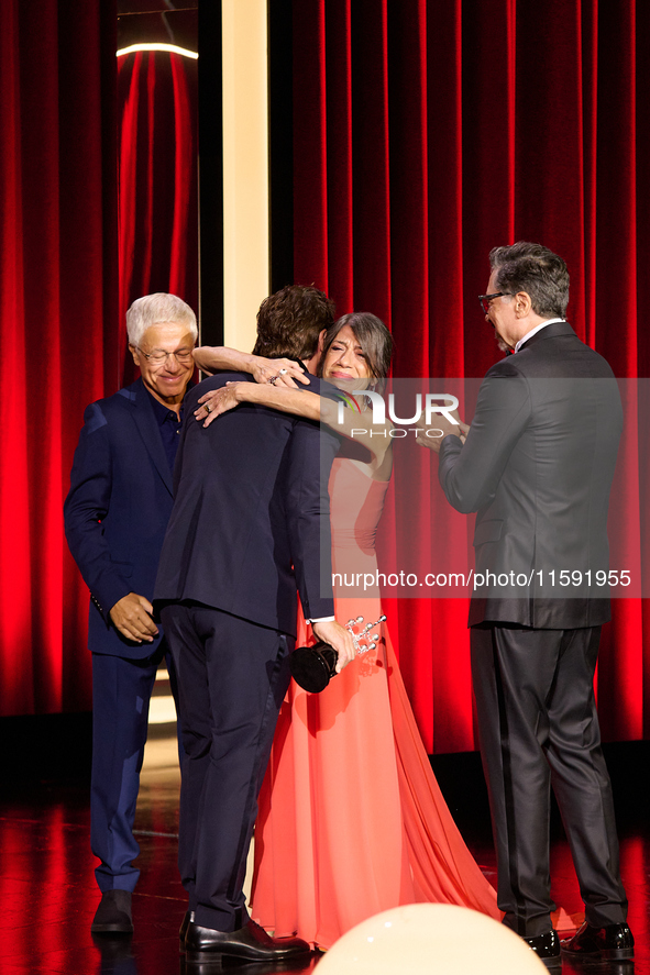 Javier Bardem receives the award during the 72nd San Sebastian International Film Festival in San Sebastian, Spain, on September 20, 2024. 