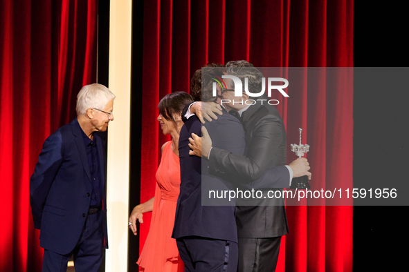 Javier Bardem receives the award during the 72nd San Sebastian International Film Festival in San Sebastian, Spain, on September 20, 2024. 