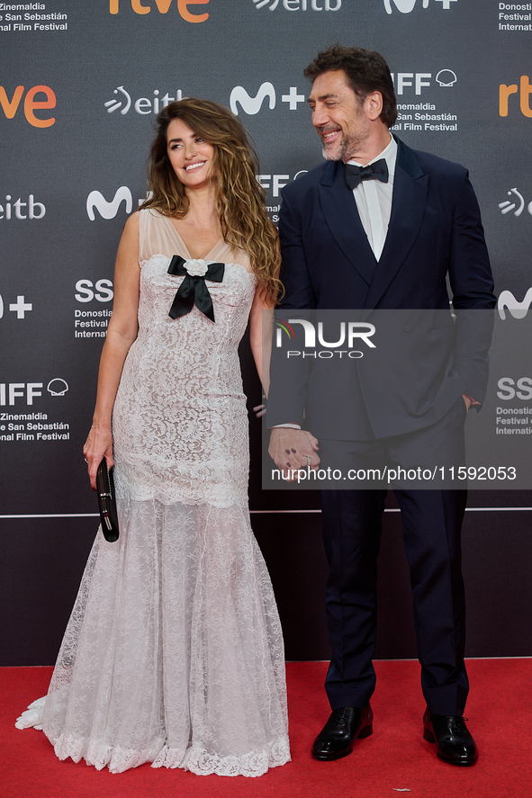 Penelope Cruz and Javier Bardem attend the red carpet opening of the 72nd San Sebastian International Film Festival in San Sebastian, Spain,...