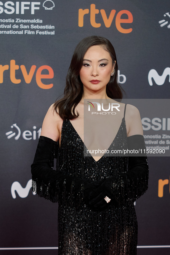 Chacha Huang attends the red carpet opening of the 72nd San Sebastian International Film Festival in San Sebastian, Spain, on September 20,...