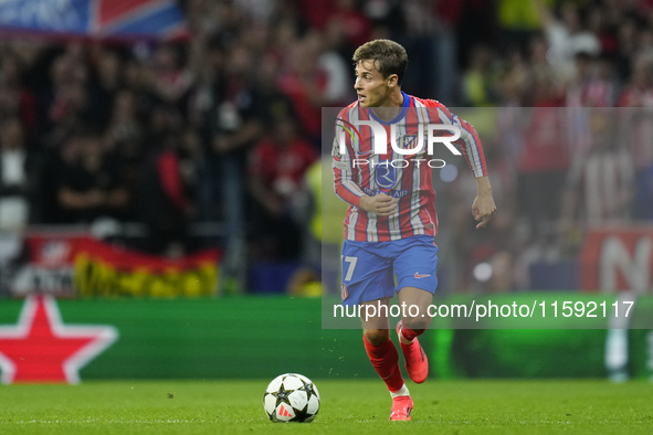 Rodrigo Riquelme left winger of Atletico de Madrid and Spain in action during the UEFA Champions League 2024/25 League Phase MD1 match betwe...