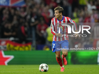 Rodrigo Riquelme left winger of Atletico de Madrid and Spain in action during the UEFA Champions League 2024/25 League Phase MD1 match betwe...