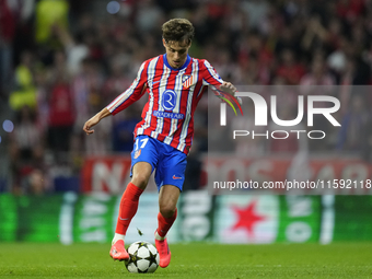 Rodrigo Riquelme left winger of Atletico de Madrid and Spain in action during the UEFA Champions League 2024/25 League Phase MD1 match betwe...