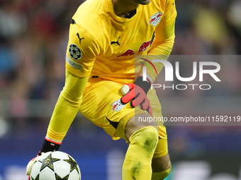 Peter Gulacsi goalkeeper of RB Leipzig and Hungary during the UEFA Champions League 2024/25 League Phase MD1 match between Atletico de Madri...