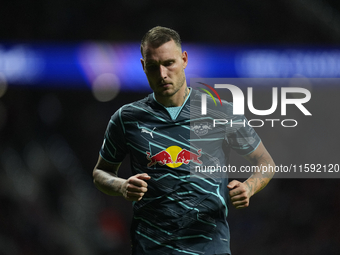 David Raum left-Back of RB Leipzig and Germany during the UEFA Champions League 2024/25 League Phase MD1 match between Atletico de Madrid an...