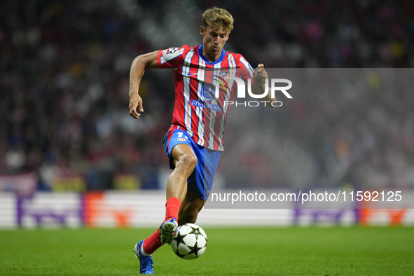 Marcos Llorente central midfield of Atletico de Madrid and Spain controls the ball during the UEFA Champions League 2024/25 League Phase MD1...