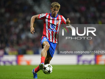 Marcos Llorente central midfield of Atletico de Madrid and Spain controls the ball during the UEFA Champions League 2024/25 League Phase MD1...