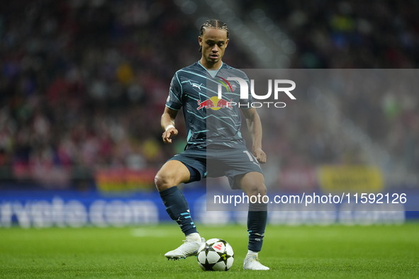 Xavi Simons attacking midfield of RB Leipzig and Netherlands during the UEFA Champions League 2024/25 League Phase MD1 match between Atletic...