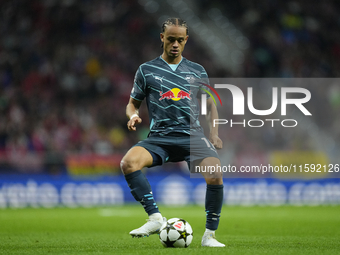 Xavi Simons attacking midfield of RB Leipzig and Netherlands during the UEFA Champions League 2024/25 League Phase MD1 match between Atletic...