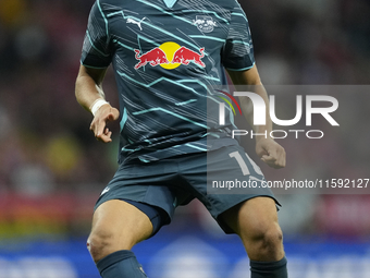 Xavi Simons attacking midfield of RB Leipzig and Netherlands during the UEFA Champions League 2024/25 League Phase MD1 match between Atletic...