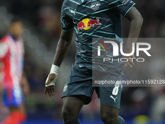 Amadou Haidara central midfield of RB Leipzig and Mali during the UEFA Champions League 2024/25 League Phase MD1 match between Atletico de M...