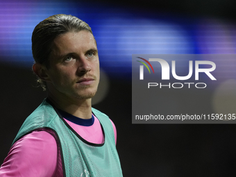 Conor Gallagher central midfield of Atletico de Madrid and England during the warm-up before the UEFA Champions League 2024/25 League Phase...